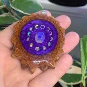 Supernova Moonstone Moon Phases Pinecone Pendant Sacred Geometry ~ AuraPinecones